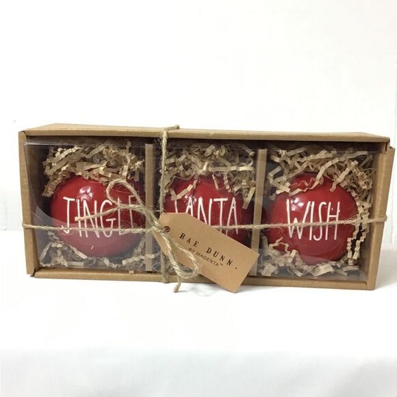 Rae Dunn Christmas Tree Ornaments New Jingle Santa Wish - Picture 1 of 8